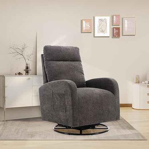 Rocking Recliner Chair with Upholstered andHighBackrest, Modern Swivel Rocker Glider with Back and ForthGlide, Glider Recliner Chair for Living Room