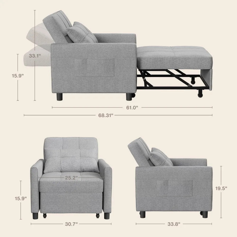 Chair Bed, Convertible Sofa Chair Sleeper Chair Pullout Mobility Beds
