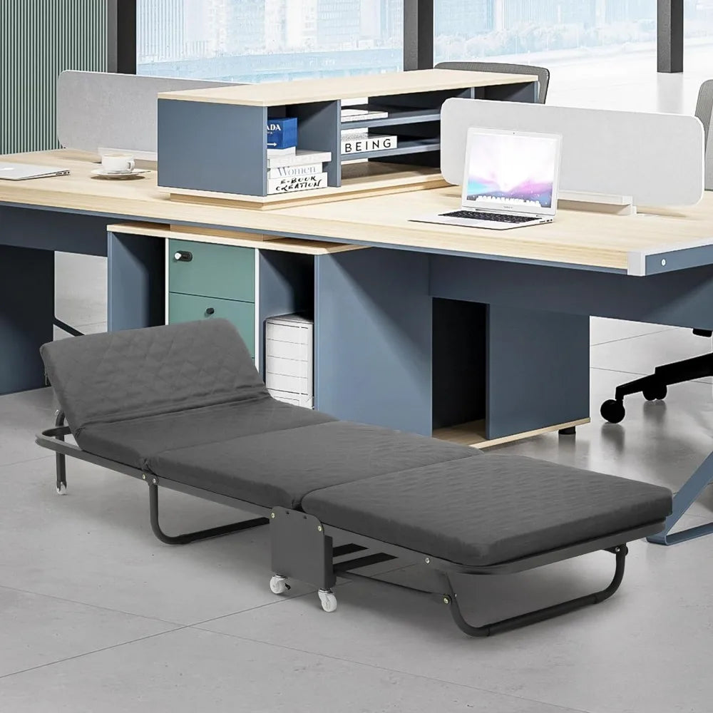 Folding Bed with Mattress, Rollaway Day Bed Cot Size for Position