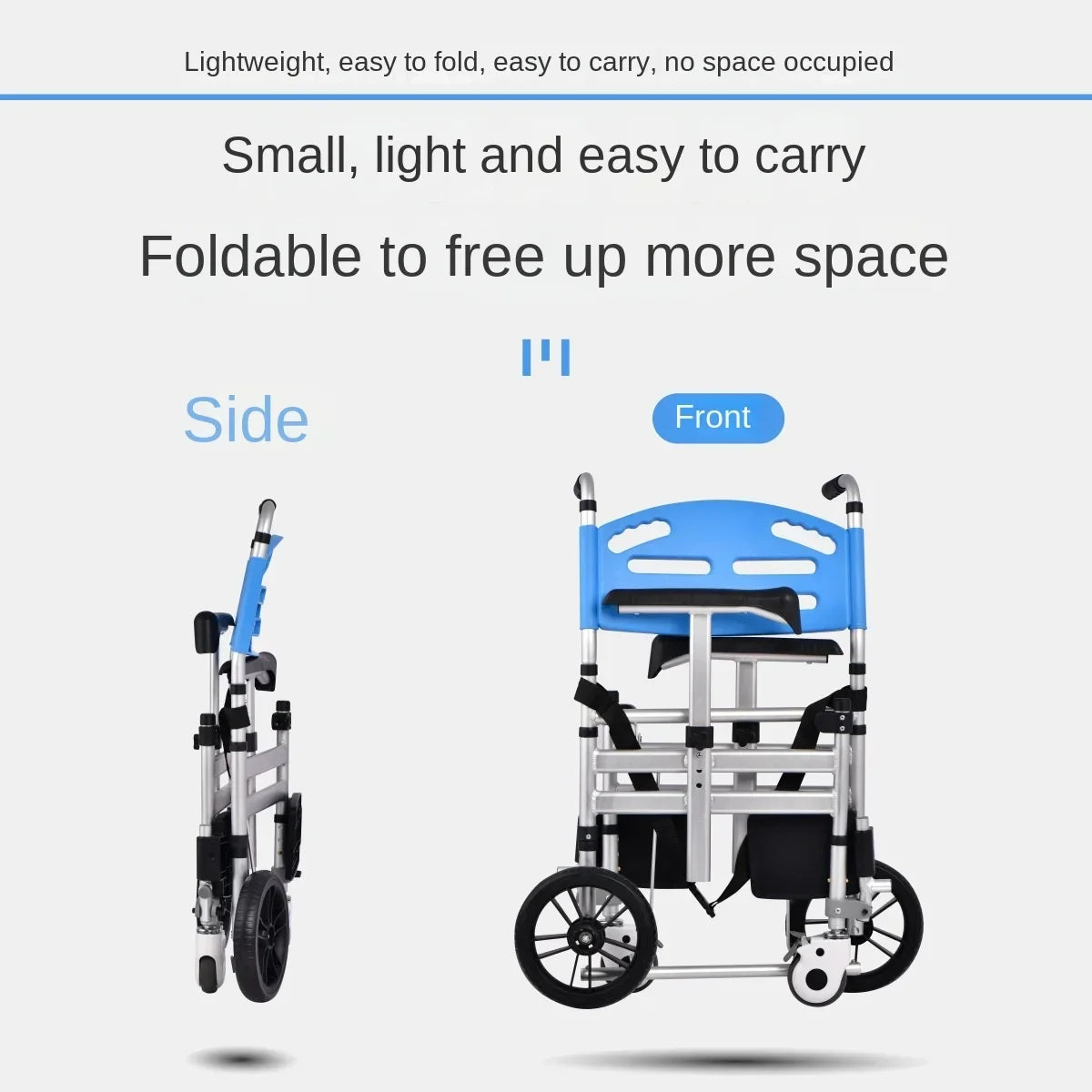 Shower Commode Toilet with Wheels Hand Pushed Height, Chair