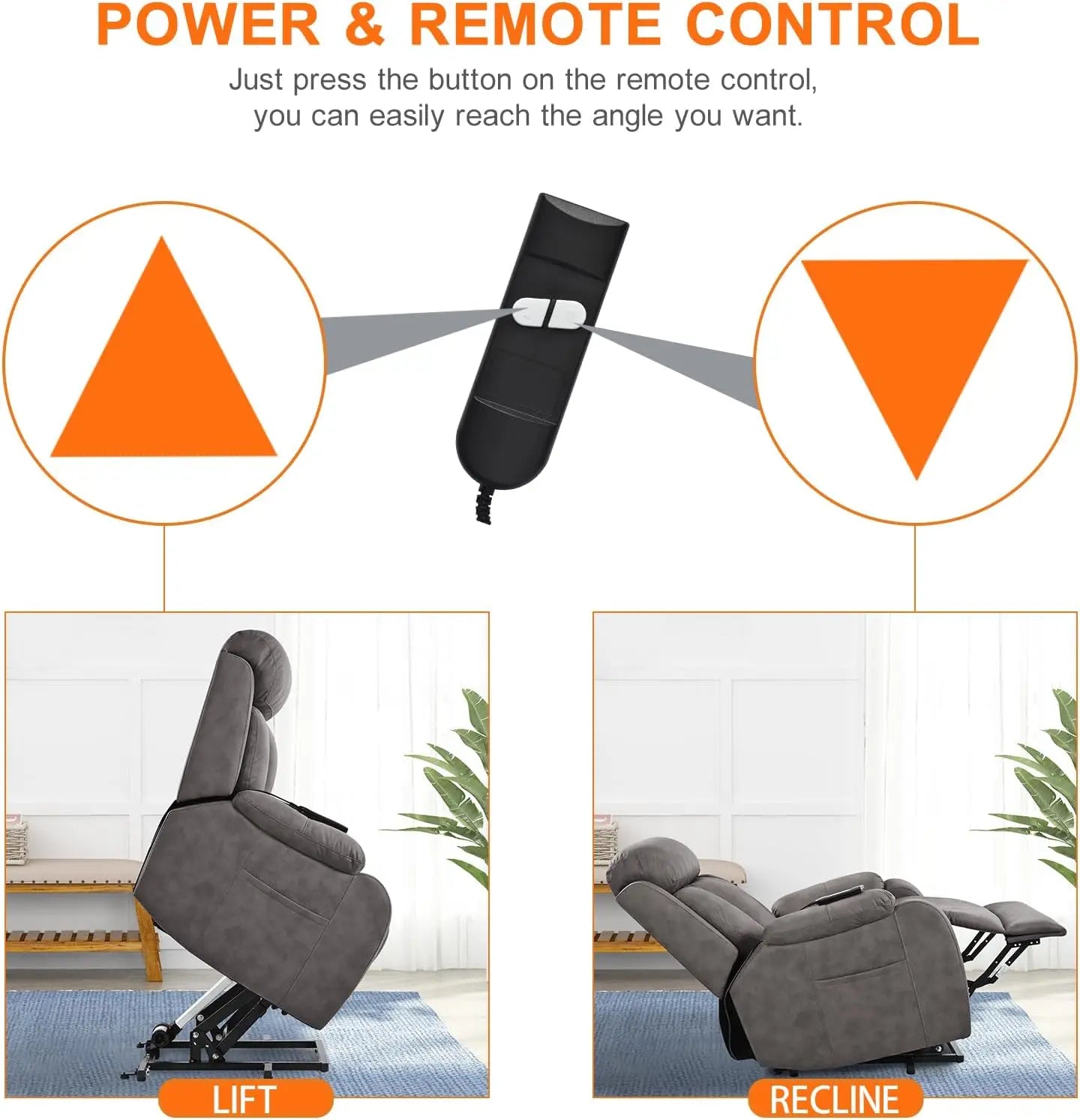 Small Power Lift Chair for Elderly Handpicked Fabric Mute Motor