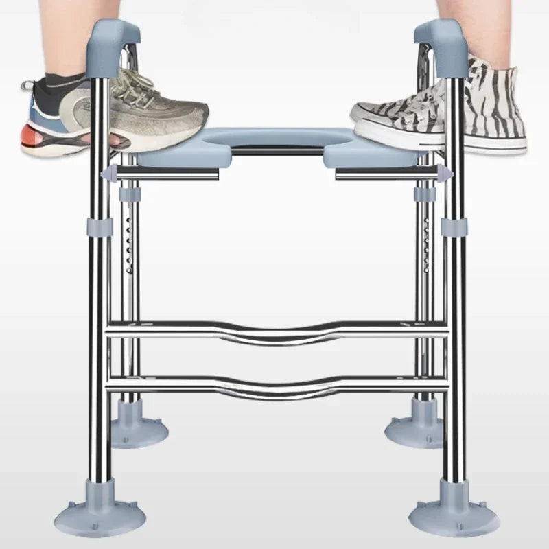 Toilet Booster Chair with Handrails Portable Elderly Toilet Seat