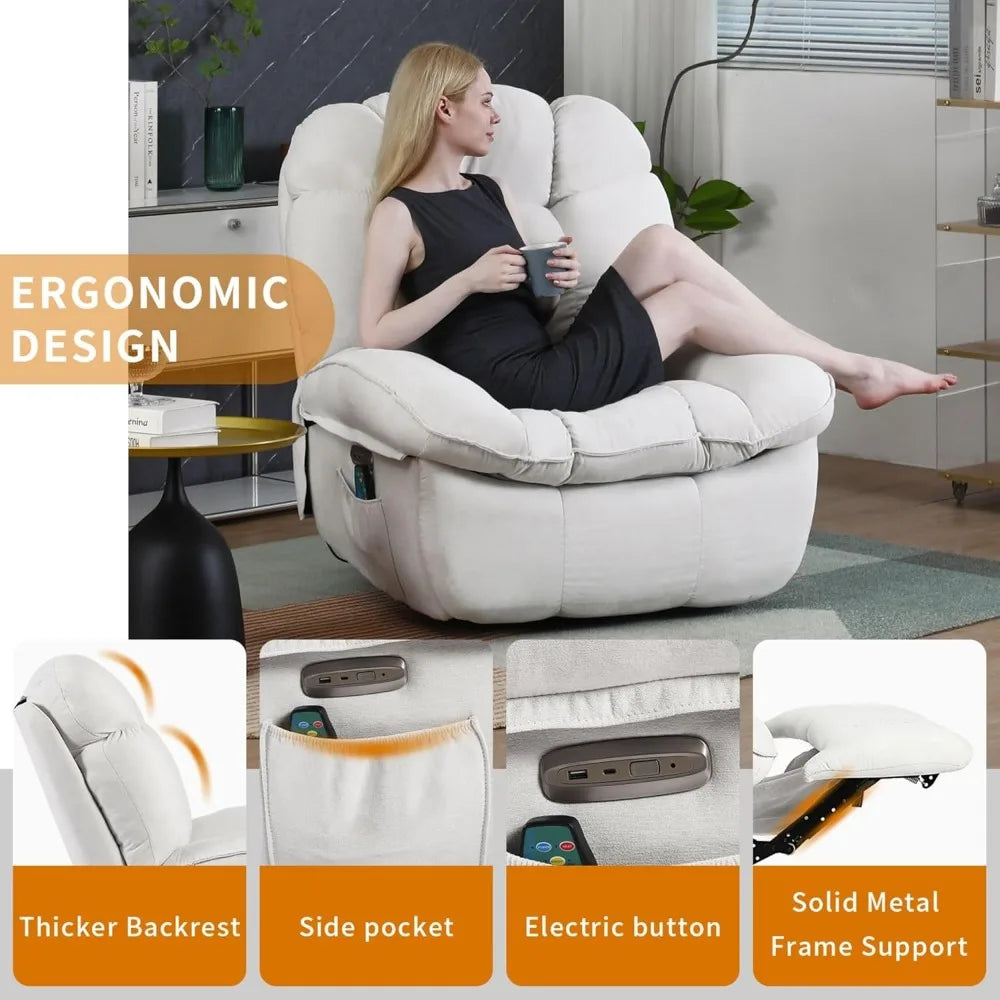 Electric Recliner with Massage and Heating Function with Sofa