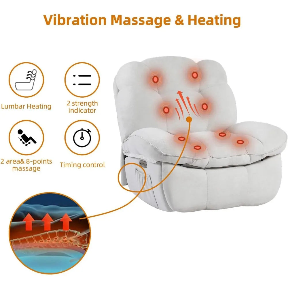 Electric Recliner with Massage and Heating Function with Sofa
