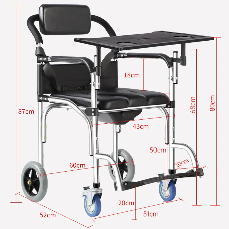 Elderly Commode Toilet,Stainless Steel Portable Folding Wheelchair