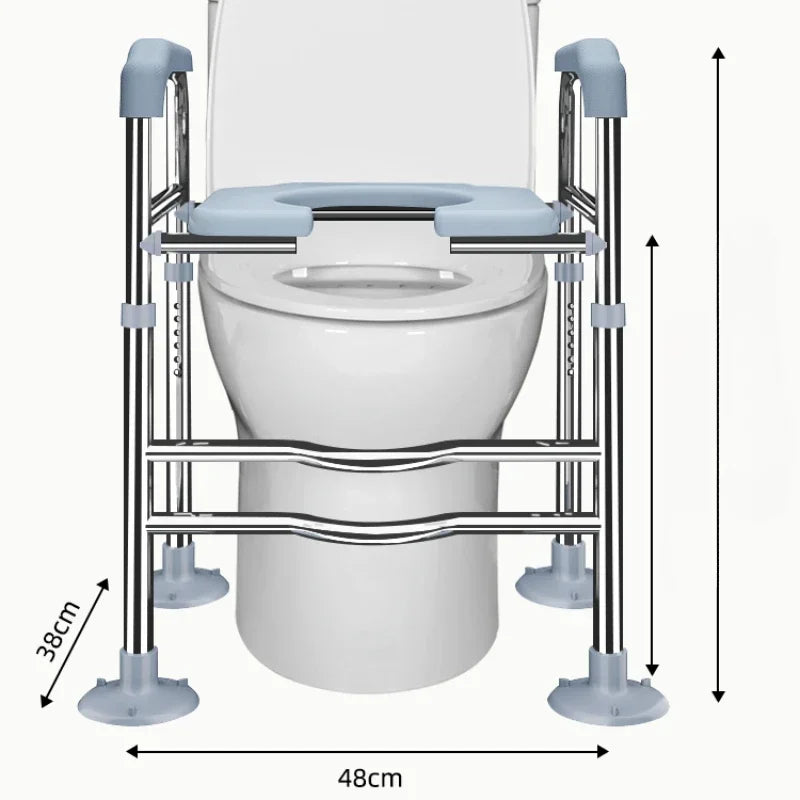 Toilet Booster Chair with Handrails Portable Elderly Toilet Seat