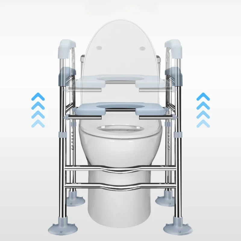 Toilet Booster Chair with Handrails Portable Elderly Toilet Seat
