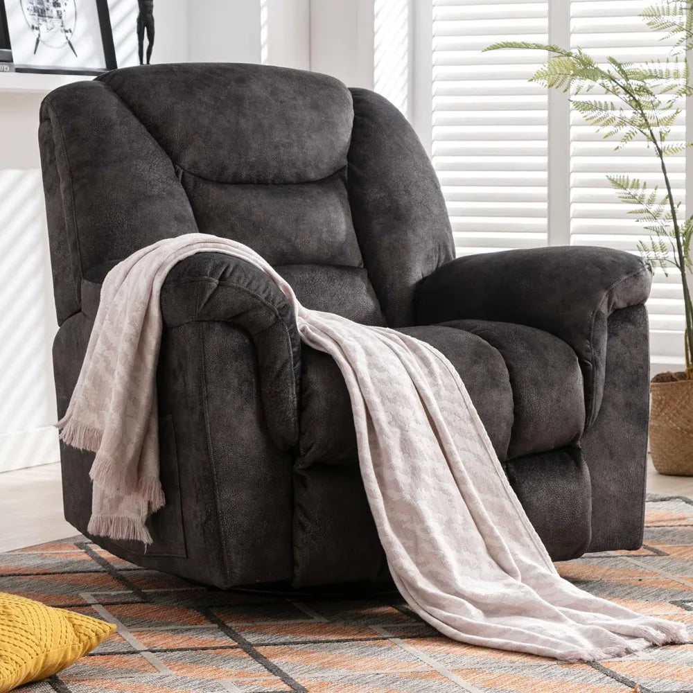 Rocker Recliner Chair Oversized Manual Degree Swivel ,Extra Wide