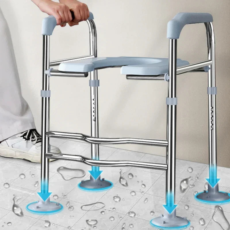 Toilet Booster Chair with Handrails Portable Elderly Toilet Seat