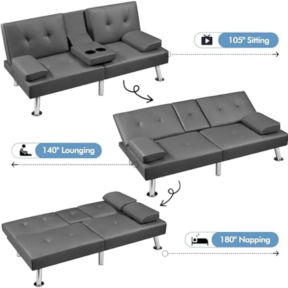 Mobility Beds Adjustable Couch Sleeper Modern Faux Leather Home
