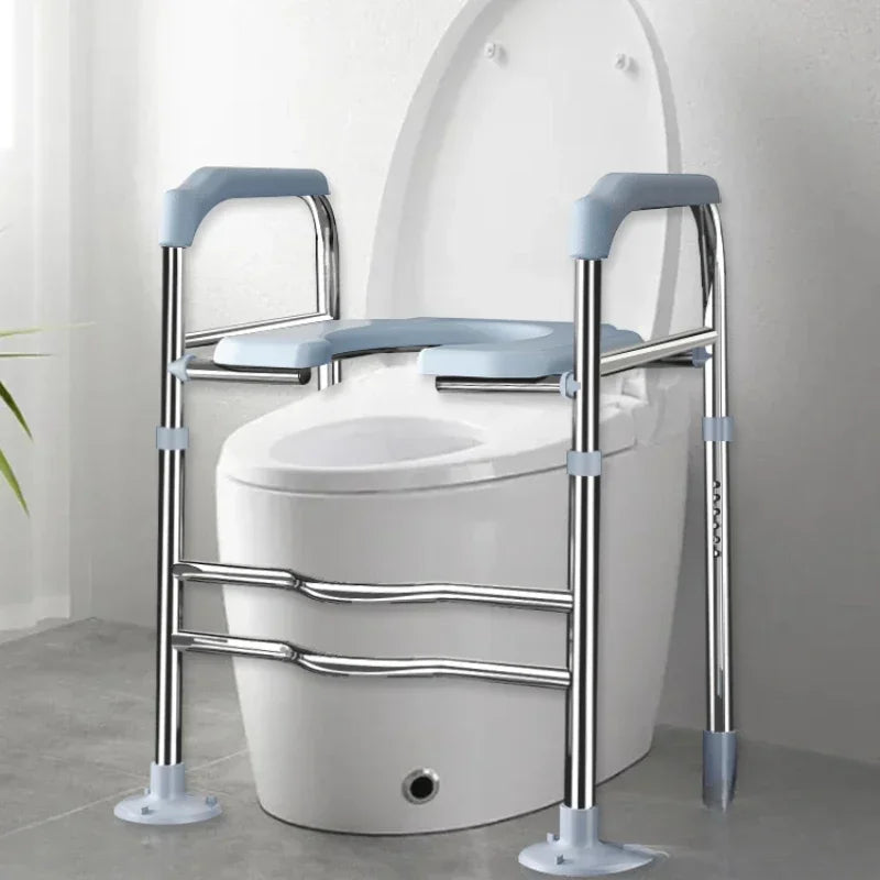 Toilet Booster Chair with Handrails Portable Elderly Toilet Seat