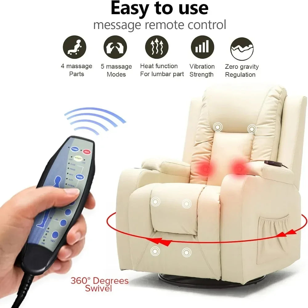 Chair Massage Rocker with Heated PU Leather Ergonomic Degree