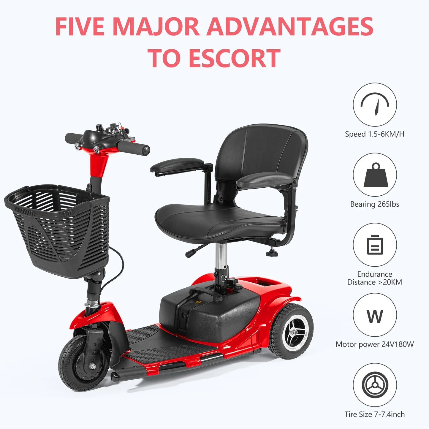 Mobility Scooters Wheel Foldable Electric Car Power Wheelchair