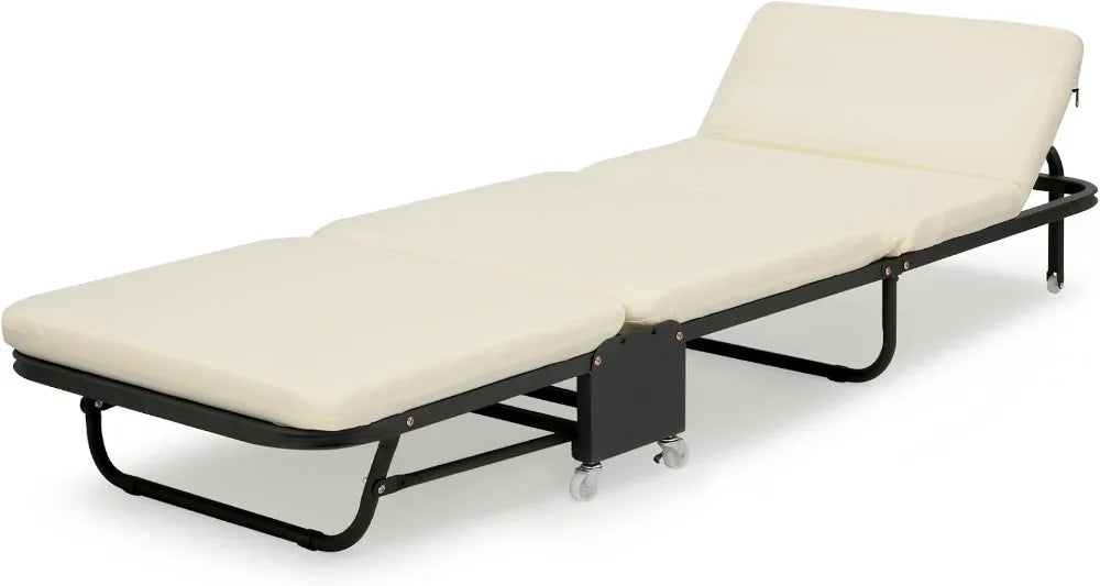 Folding Bed with Mattress, Rollaway Day Bed Cot Size for Position