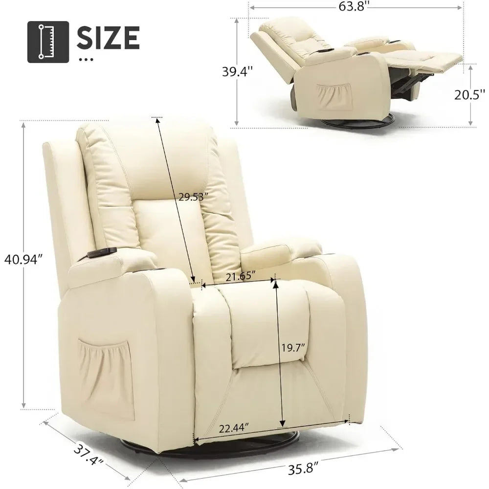 Chair Massage Rocker with Heated PU Leather Ergonomic Degree