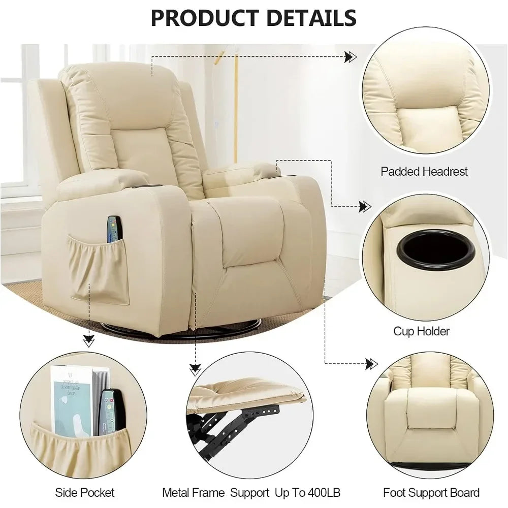 Chair Massage Rocker with Heated PU Leather Ergonomic Degree