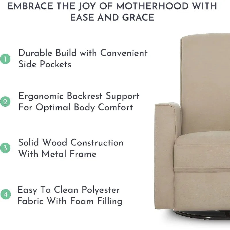 Seating Glider Swivel, Rocker, Recliner, Glider for Nursery in Fawn