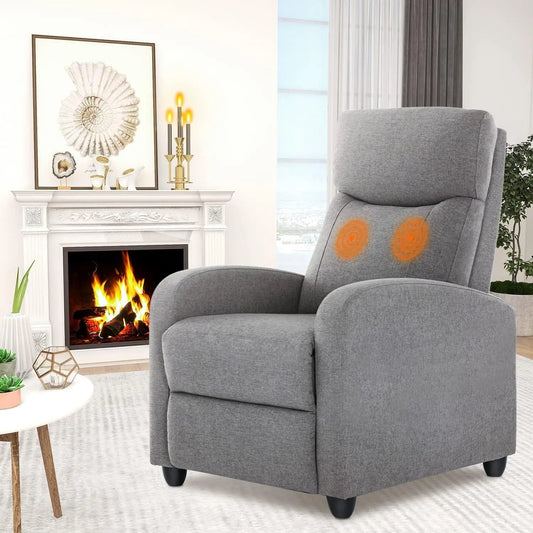 Chair for Adults, Massage Fabric Small Recliner Home Theater Chair