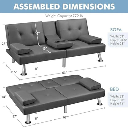 Mobility Beds Adjustable Couch Sleeper Modern Faux Leather Home