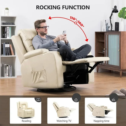 Chair Massage Rocker with Heated PU Leather Ergonomic Degree