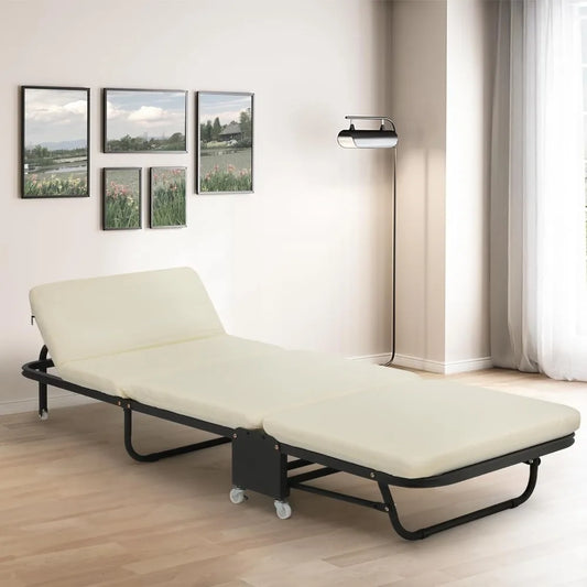Folding Bed with Mattress, Rollaway Day Bed Cot Size for Position
